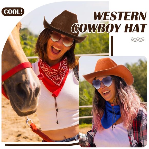1958 9 Pcs Adult Cowboy Hat With Paisley Bandanas And Heart Shape main image 4